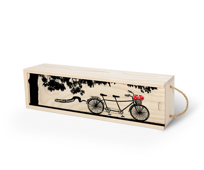 تصویر عاشقانه دوچرخه و قلب روی جعبه کشویی اختصاصی